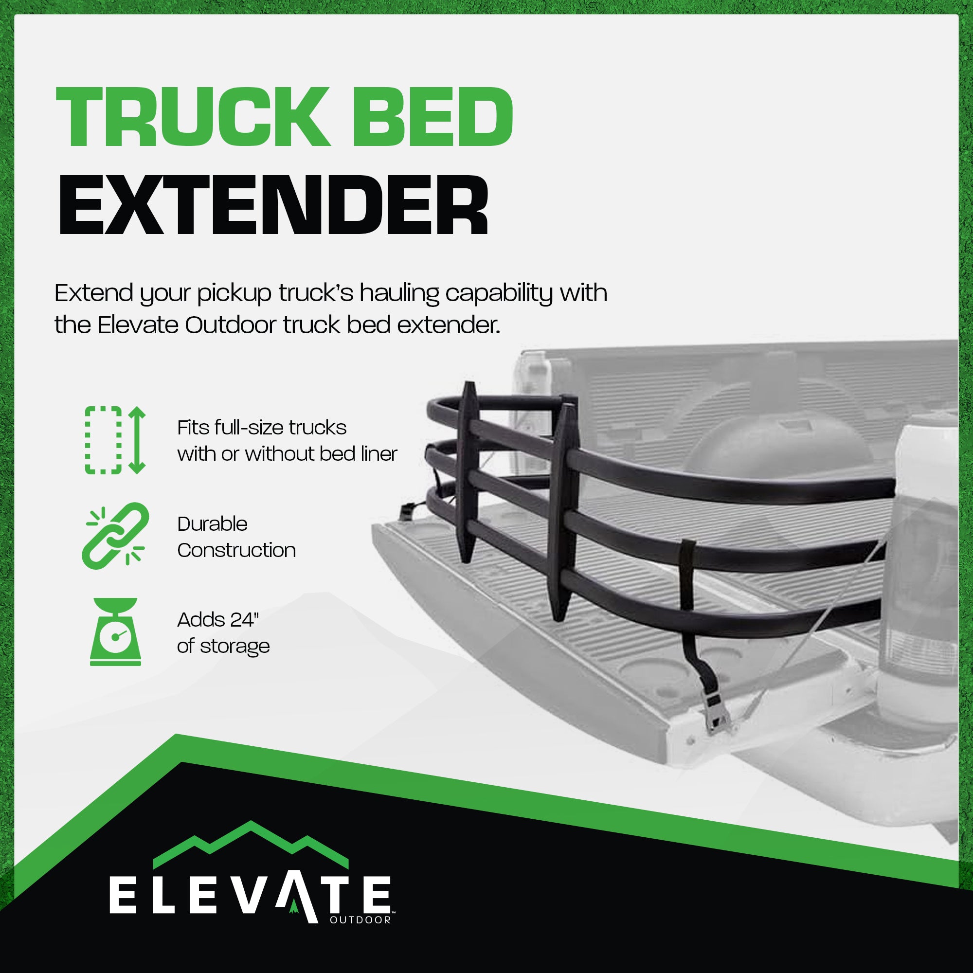 Elevate Outdoor Truck Bed Extender, Aluminum Adjustable Tailgate Extension Rack - VMInnovations