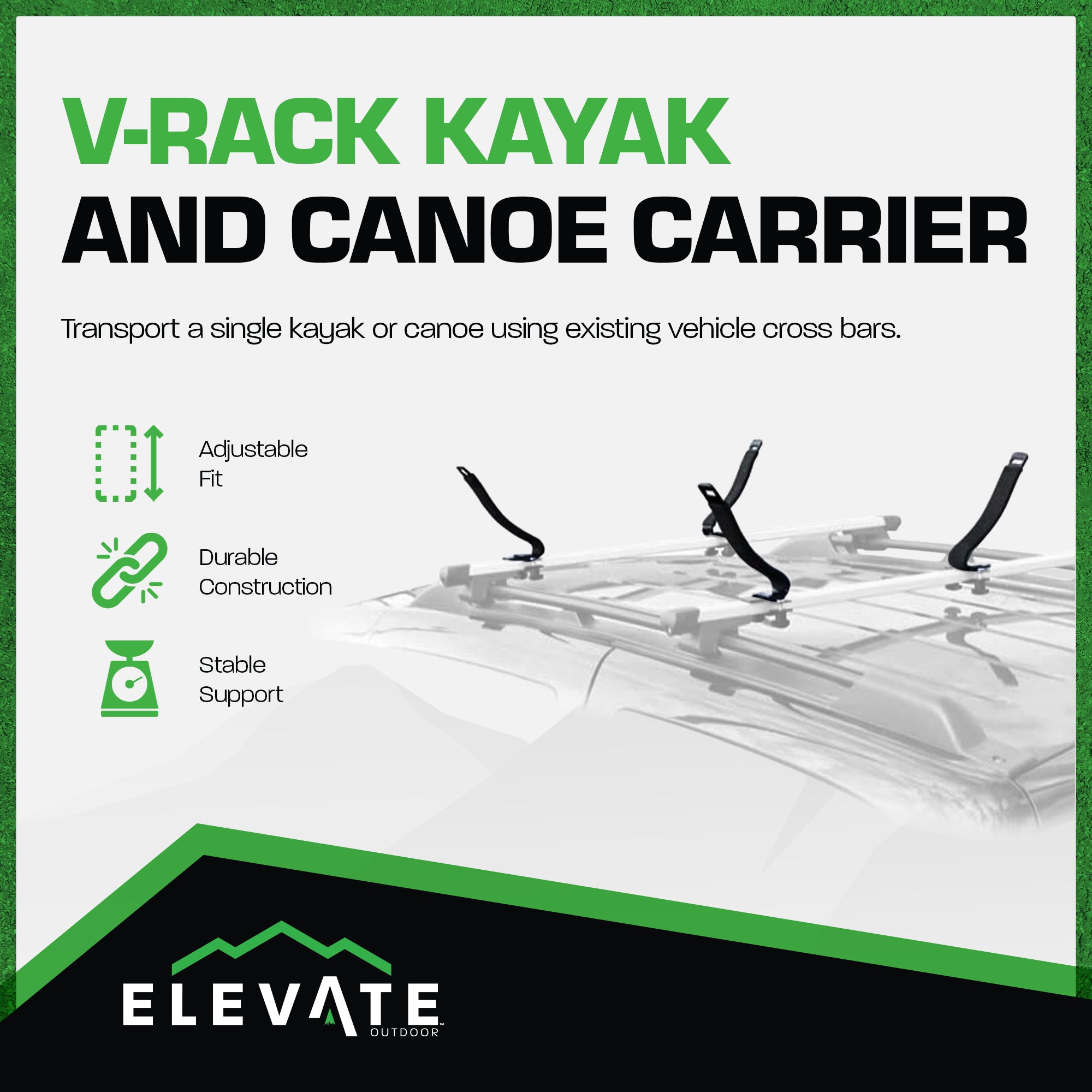 Outdoor V-Rack Single Kayak or Canoe Carrier Roof Rack wSupport Bars (For Parts) - VMInnovations
