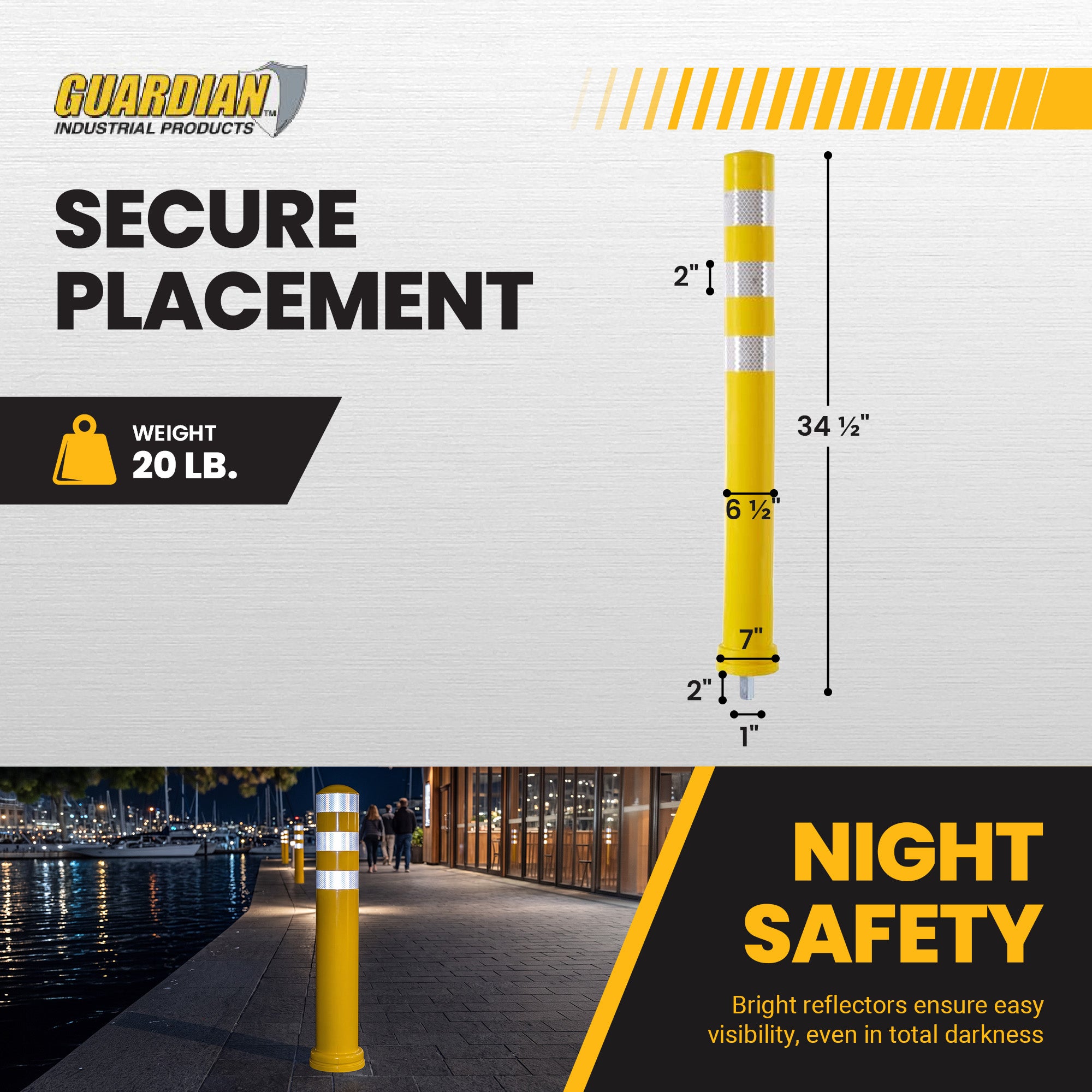 Removable Safety Bollard, 34.5 Inch Reflective Traffic Post for Safety(Open Box) - VMInnovations