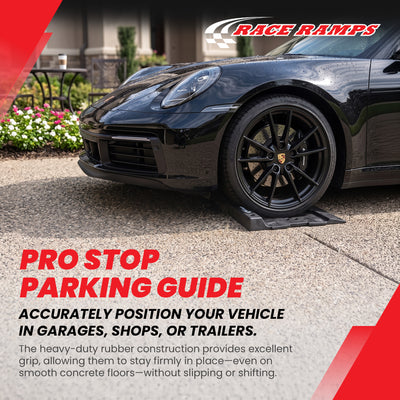 Race Ramps Pro Stop Parking Guide, Rubber Vehicle Stopper for Garage, Set of 4