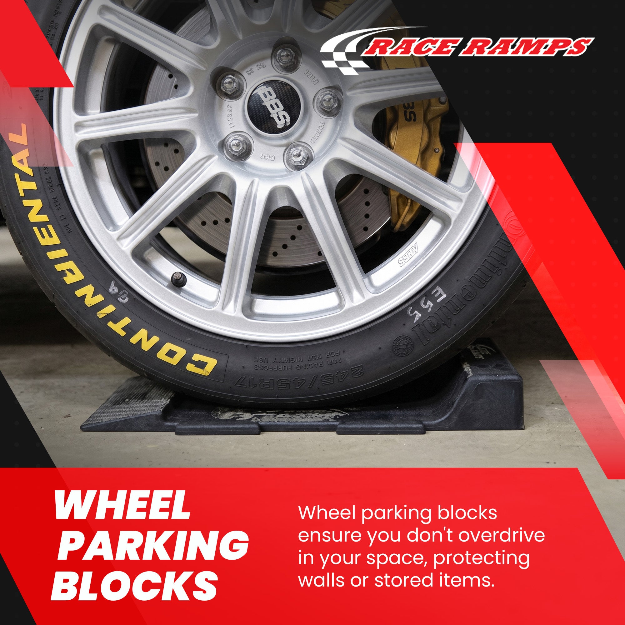 Race Ramps Pro Stop Parking Guide, Rubber Vehicle Stopper for Garage, Set of 4