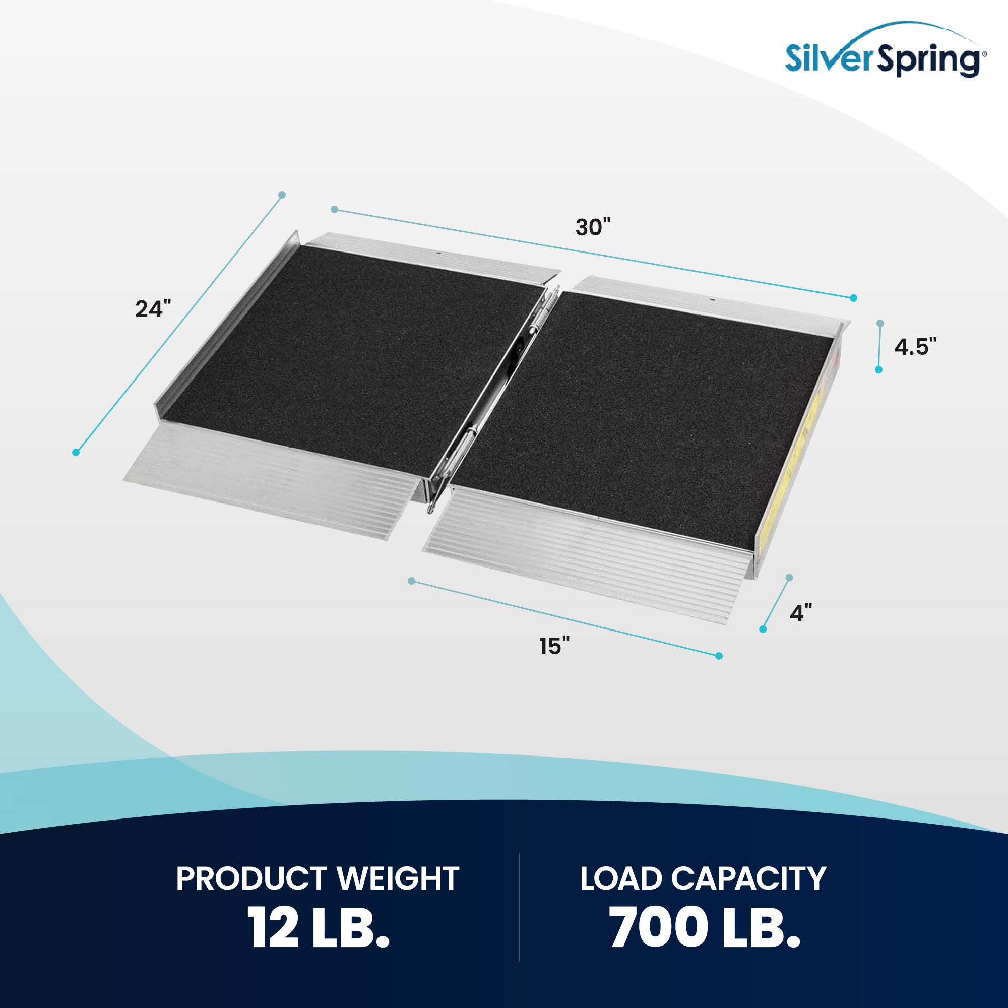 Silver Spring Mobility Wheelchair Ramp, 2 Foot Fold/Grit Surface (Open Box)