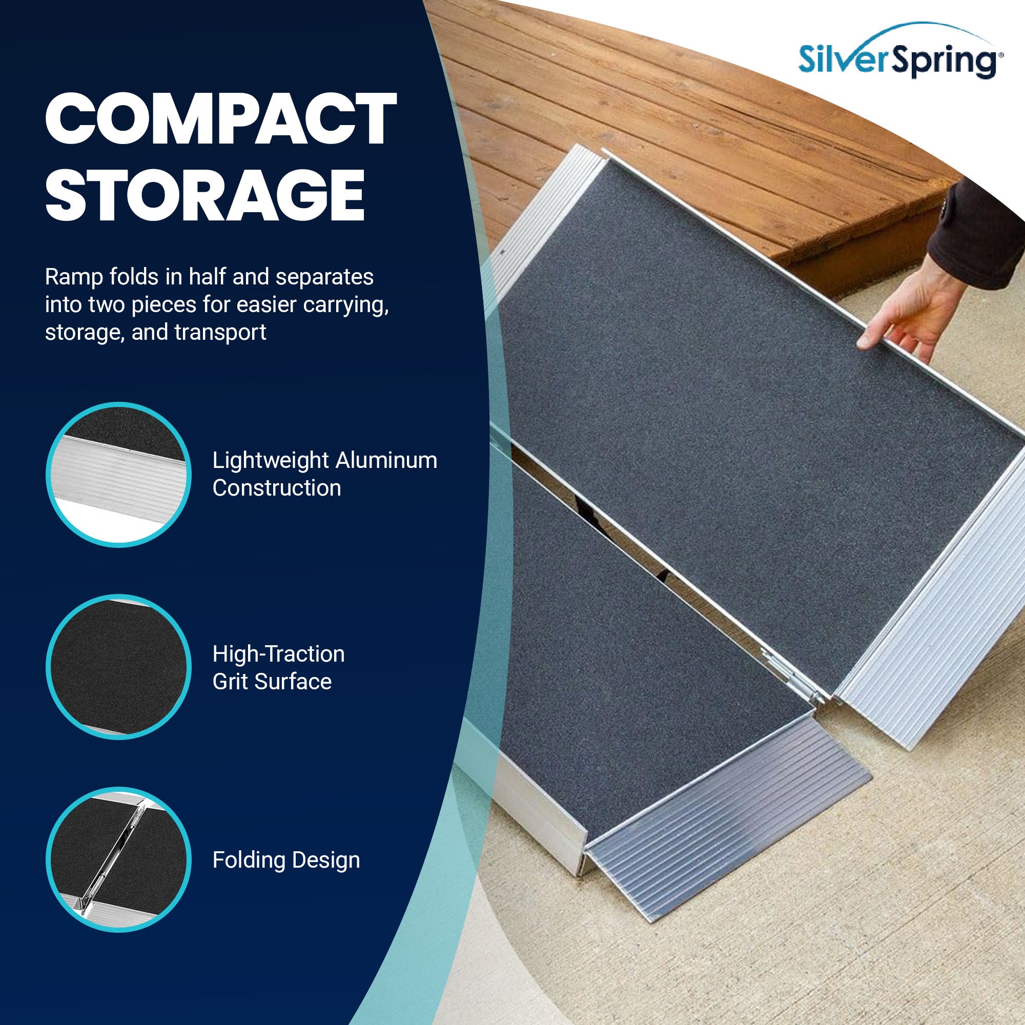 Silver Spring Mobility Wheelchair Ramp, 2 Foot Fold/Grit Surface (Open Box)