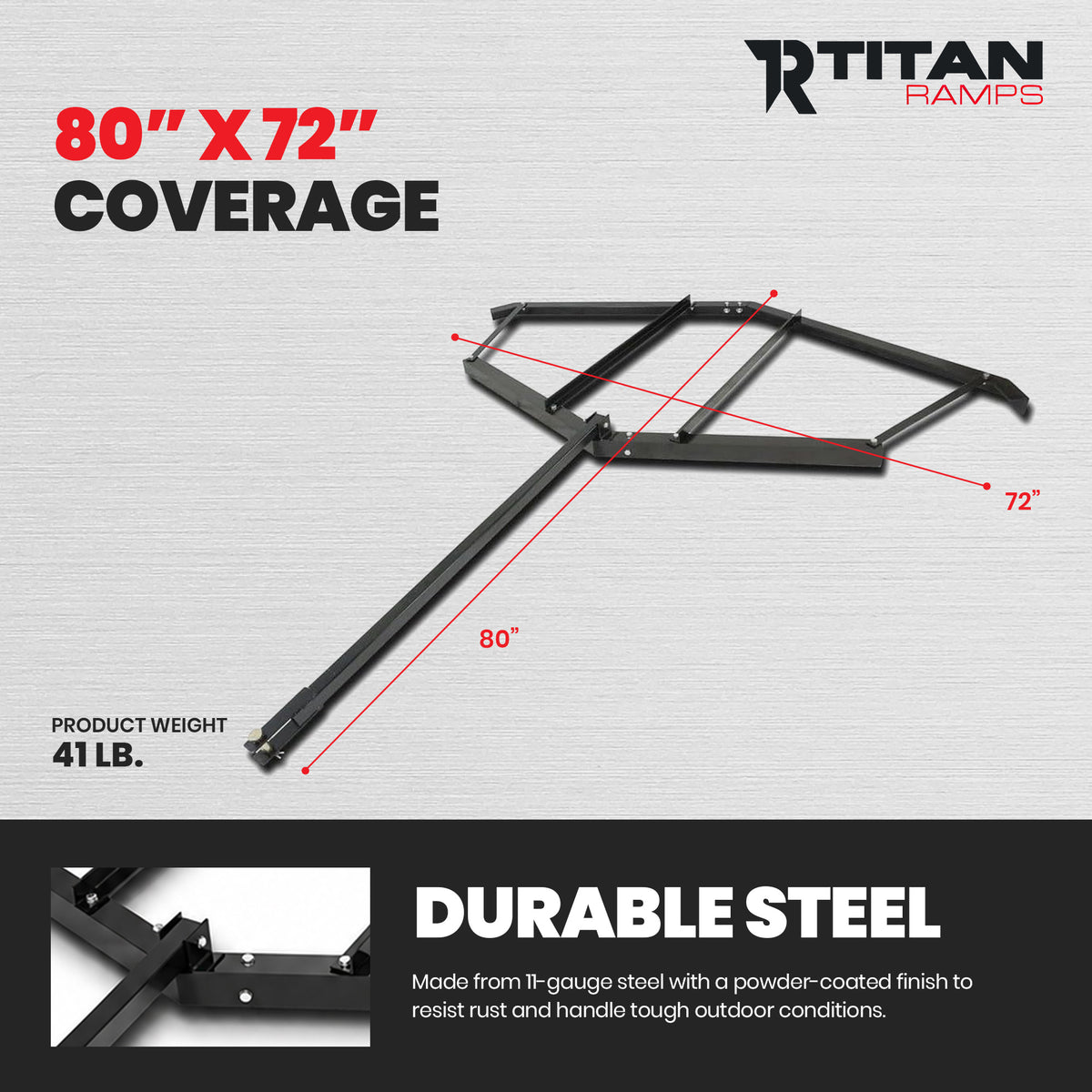 Titan Ramps Tow-Behind Steel Drag Harrow, Rake Attachment for Tractor (Open Box)