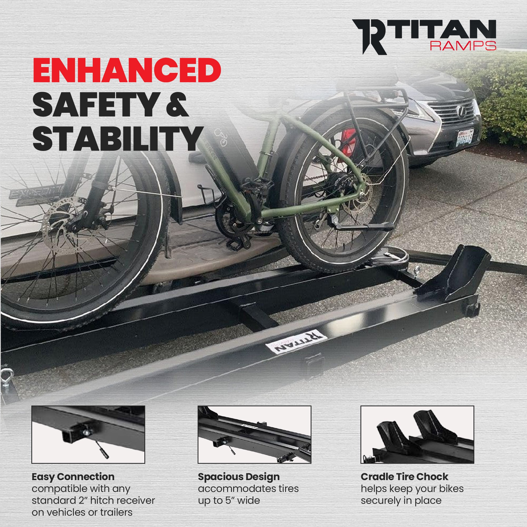 Titan Ramps Dual Motorcycle Carrier with Ramp Extension, 600 Pound Capacity