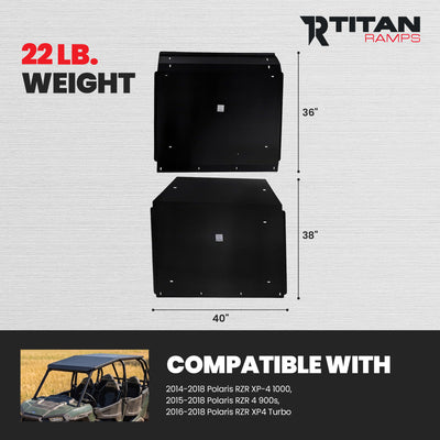 Titan Ramps Aluminum Roof Accessory for Polaris RZR 4-Door UTV Models, Black