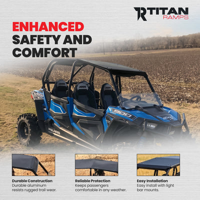 Titan Ramps Aluminum Roof Accessory for Polaris RZR 4-Door UTV Models, Black