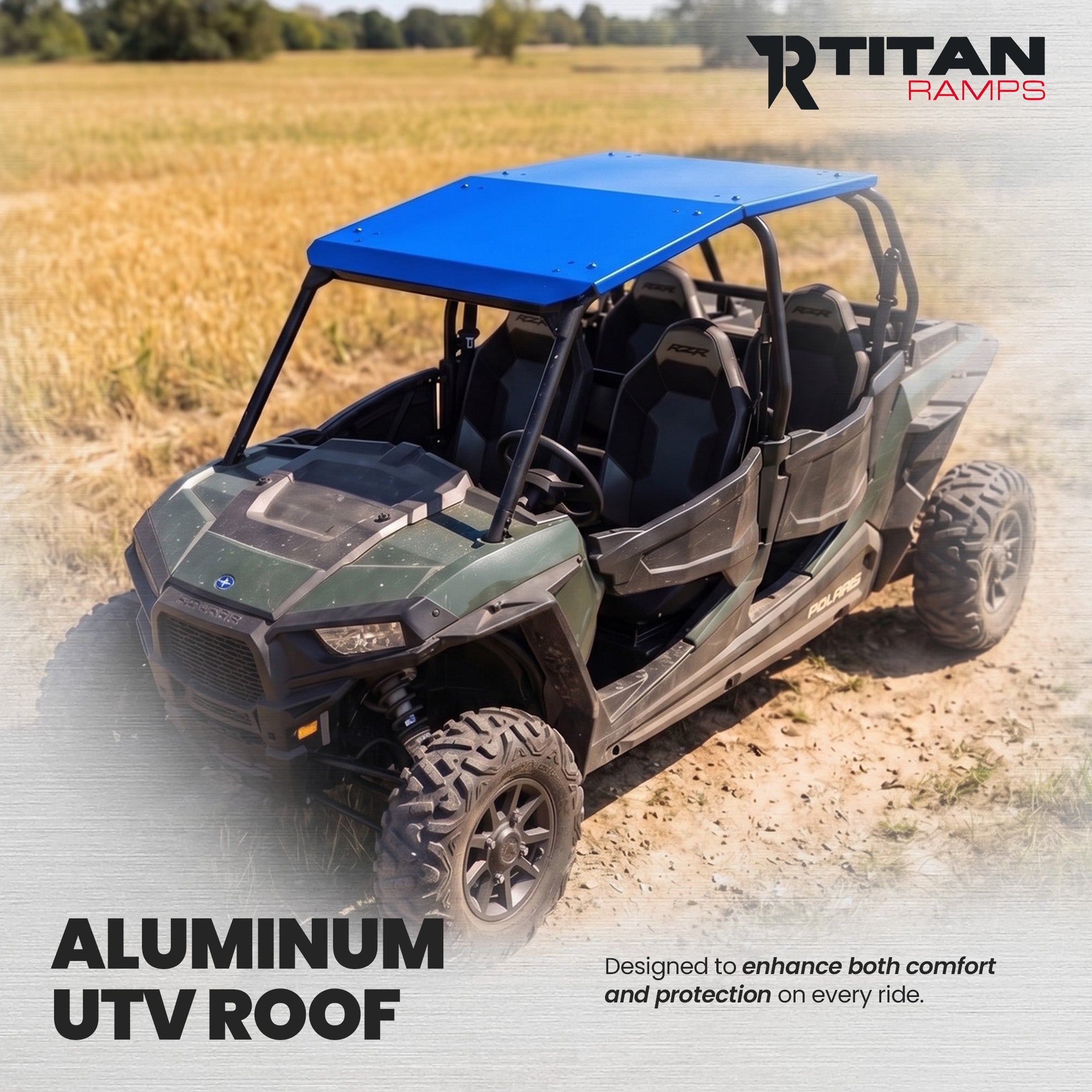 Titan Ramps Aluminum Roof Accessory for Polaris RZR 4-Door UTV Models, Blue - VMInnovations