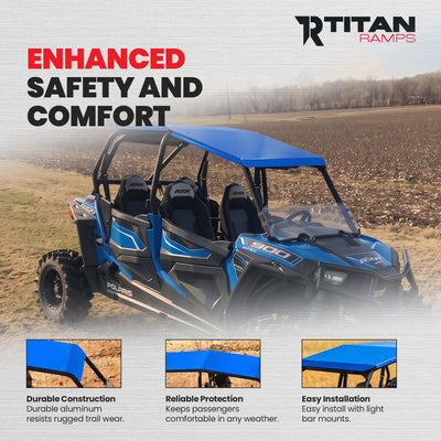 Titan Ramps Aluminum Roof Accessory for Polaris RZR 4-Door UTV Models, Blue - VMInnovations