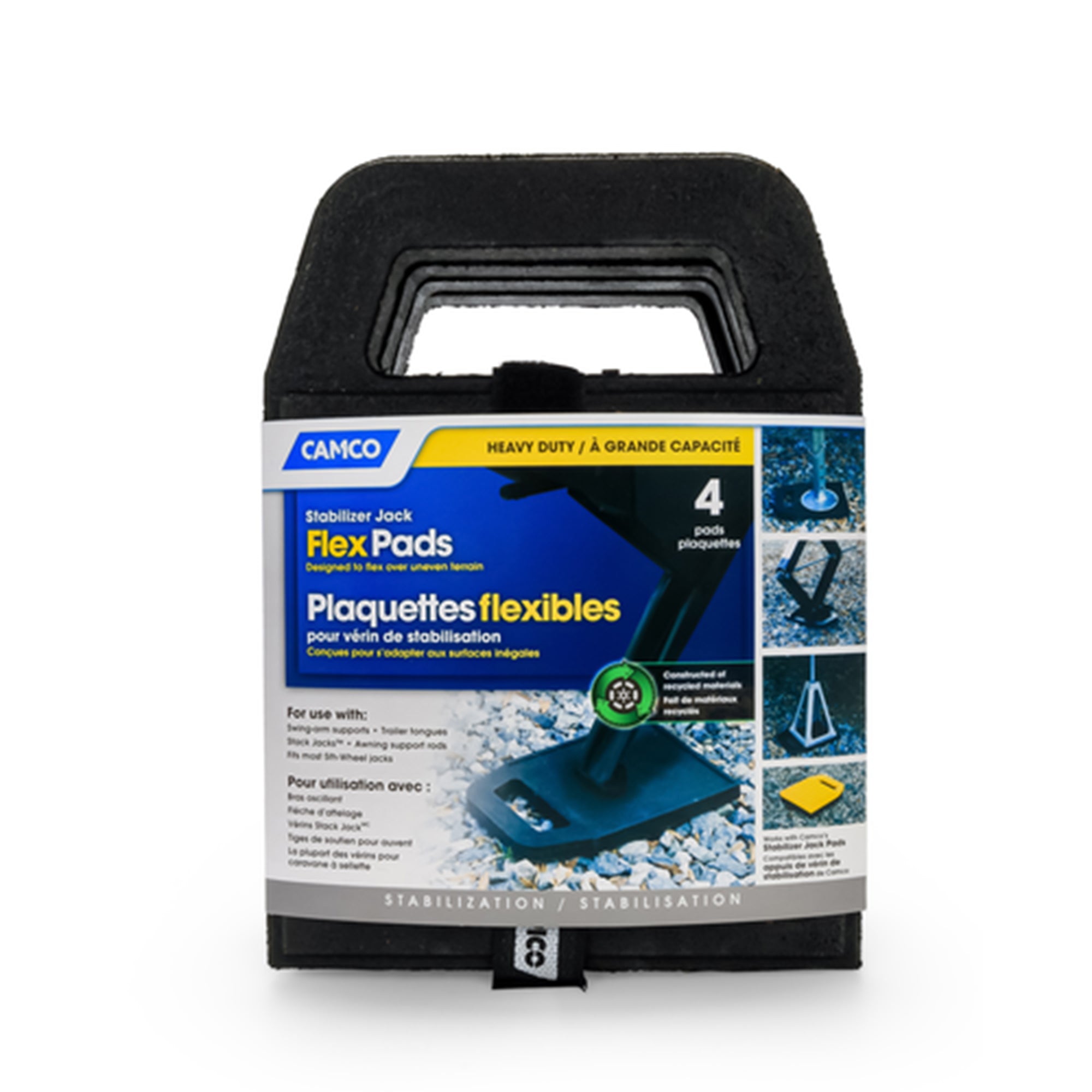Camco RV Stabilizer Jack Flex Pads, Heavy Duty Rubber Leveling Pads, 4 Pack - VMInnovations