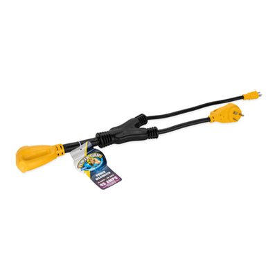 Camco PowerGrip 45 Amp RV Adapter, Combines 15 Amp and 30 Amp to 50 Amp Outlet - VMInnovations