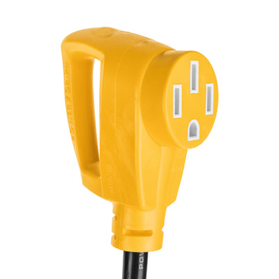 Camco PowerGrip 45 Amp RV Adapter, Combines 15 Amp and 30 Amp to 50 Amp Outlet - VMInnovations