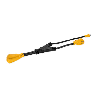 Camco PowerGrip 45 Amp RV Adapter, Combines 15 Amp and 30 Amp to 50 Amp Outlet - VMInnovations