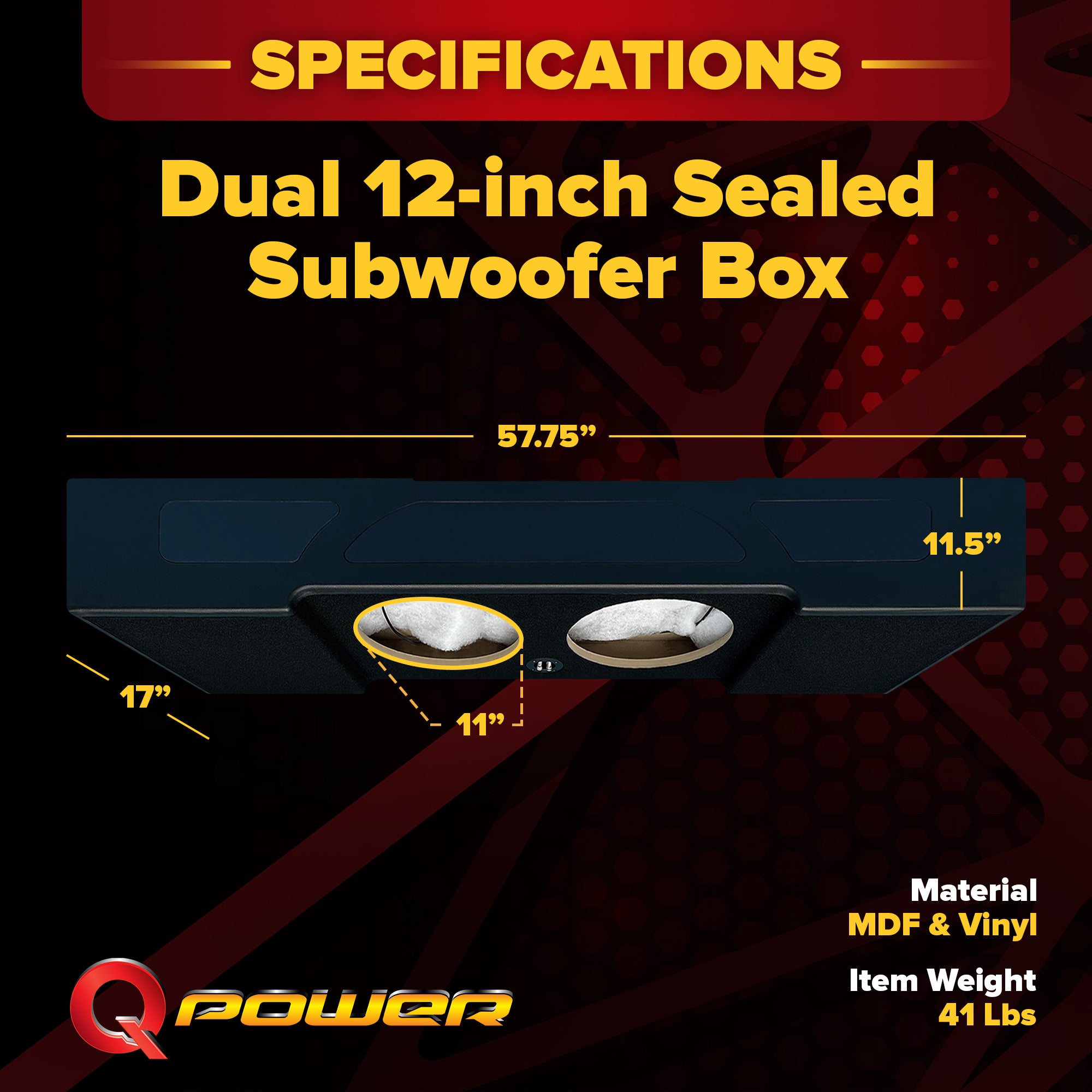 QPower QLuxe Dual 12" Sealed Subwoofer Box for Ford F150 & F250/F350  (Open Box) - VMInnovations