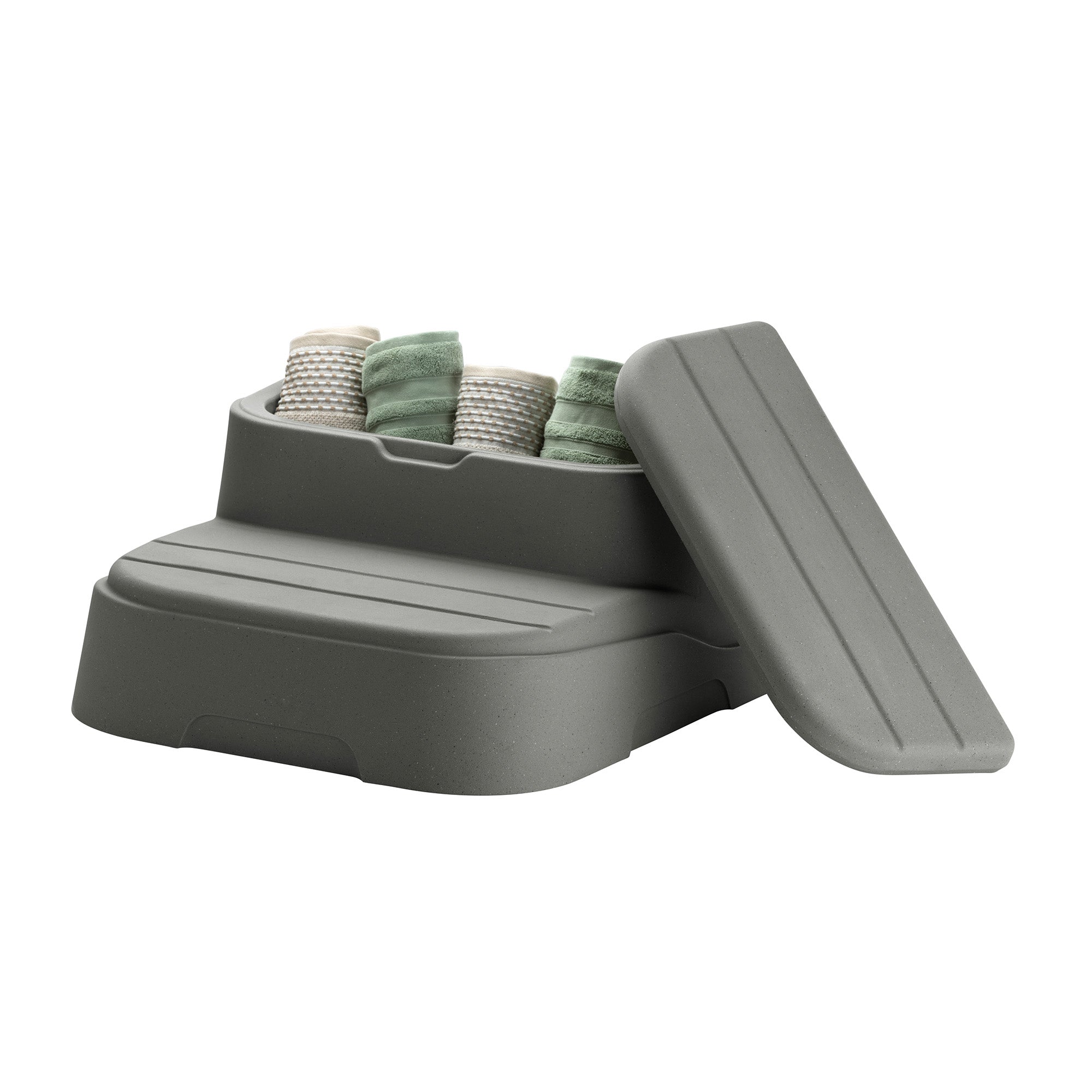 LifeSmart 4 Person Square Hot Tub Spa with Black Cover & Molded Spa Step, Taupe