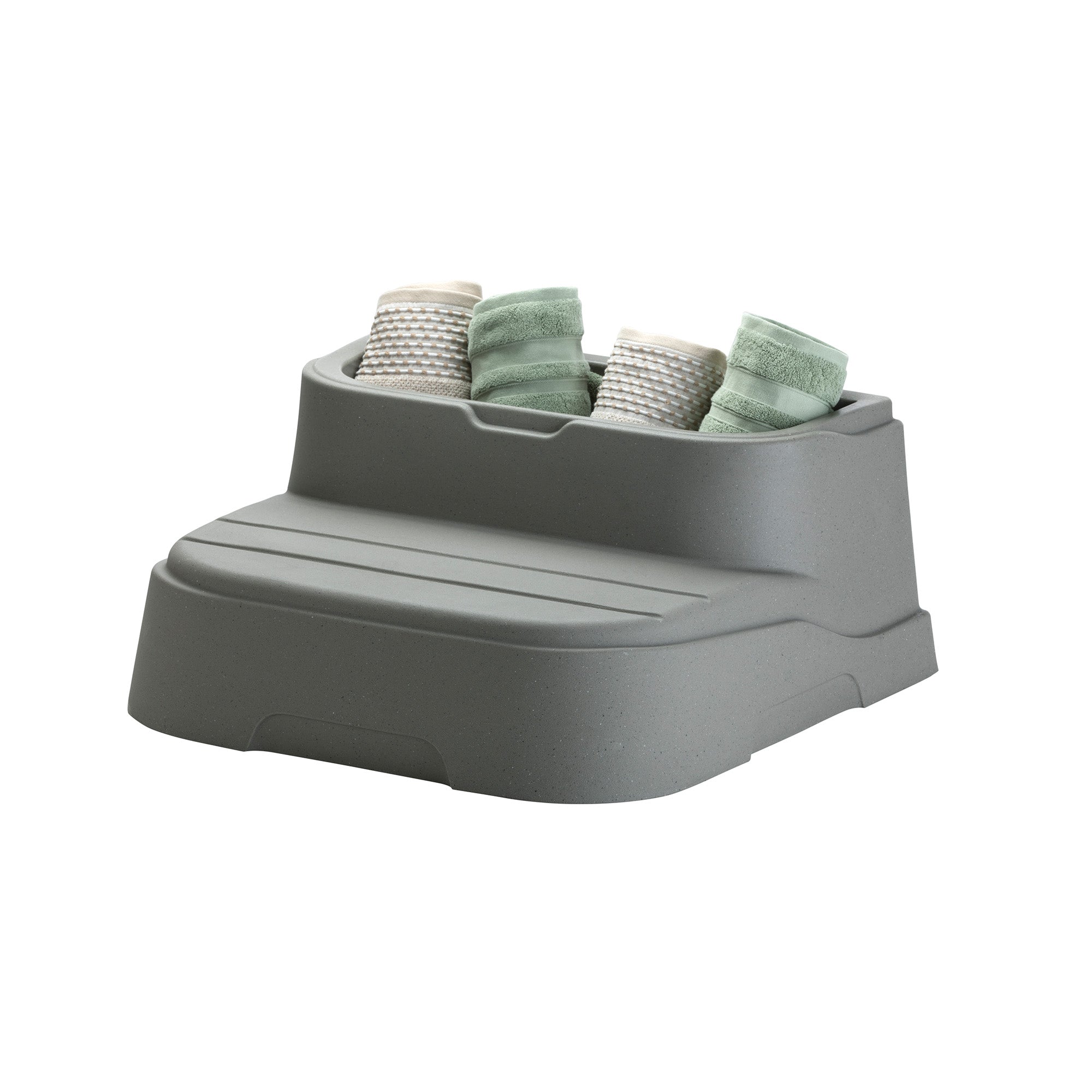 LifeSmart 5 Person Square Hot Tub Spa with Black Cover & Molded Spa Step, Taupe
