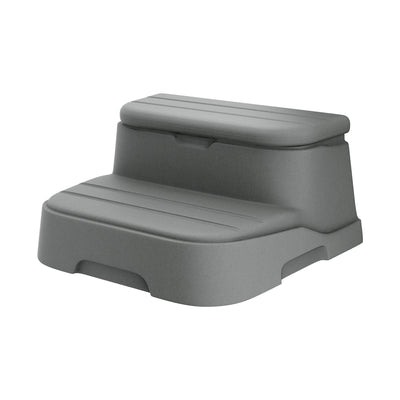LifeSmart 4 Person Square Hot Tub Spa with Black Cover & Molded Spa Step, Taupe