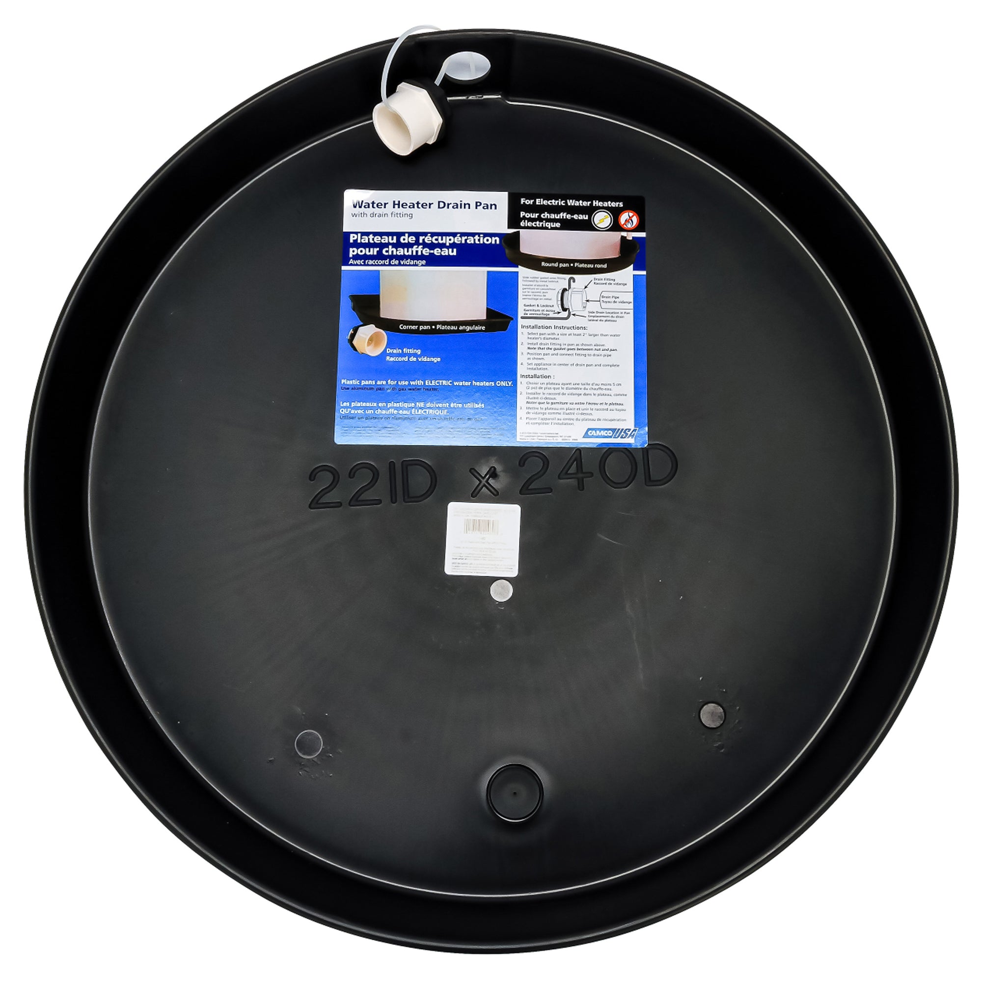 Camco ID Drain Pan, Drip Tray w/PVC Fitting for Electric Water Heaters(Open Box)