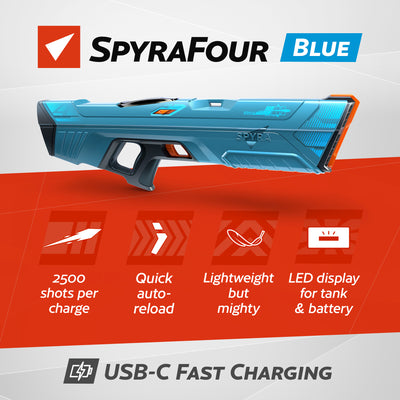 SPYRA Electric Water Blaster Outdoor Squirt Gun for Pool Games, SpyraFour (Used) - VMInnovations