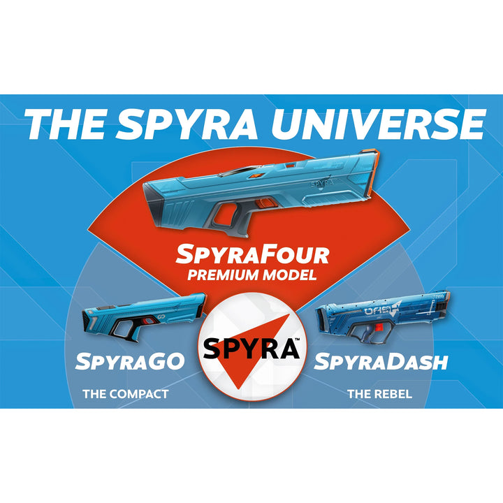 SPYRA Electric Water Blaster Outdoor Squirt Gun for Pool Games, SpyraFour, Red - VMInnovations