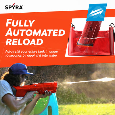 SPYRA Electric Water Blaster Outdoor Squirt Gun for Pool Games, Red (Open Box) - VMInnovations