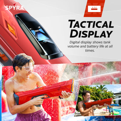 SPYRA Electric Water Blaster Outdoor Squirt Gun for Pool Games, Red (Open Box) - VMInnovations