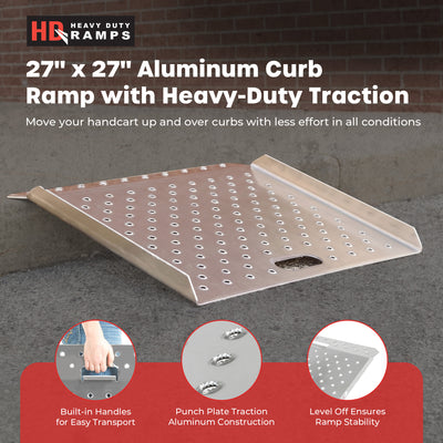 Guardian 27" x 27" Aluminum Curb Ramp, Portable and Heavy Duty, 750 Lb Capacity - VMInnovations