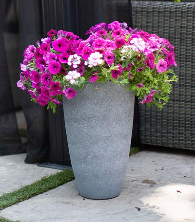 Algreen Acerra Weather Resistant Composite Tall Planter Pot, Gray Stucco (Used)