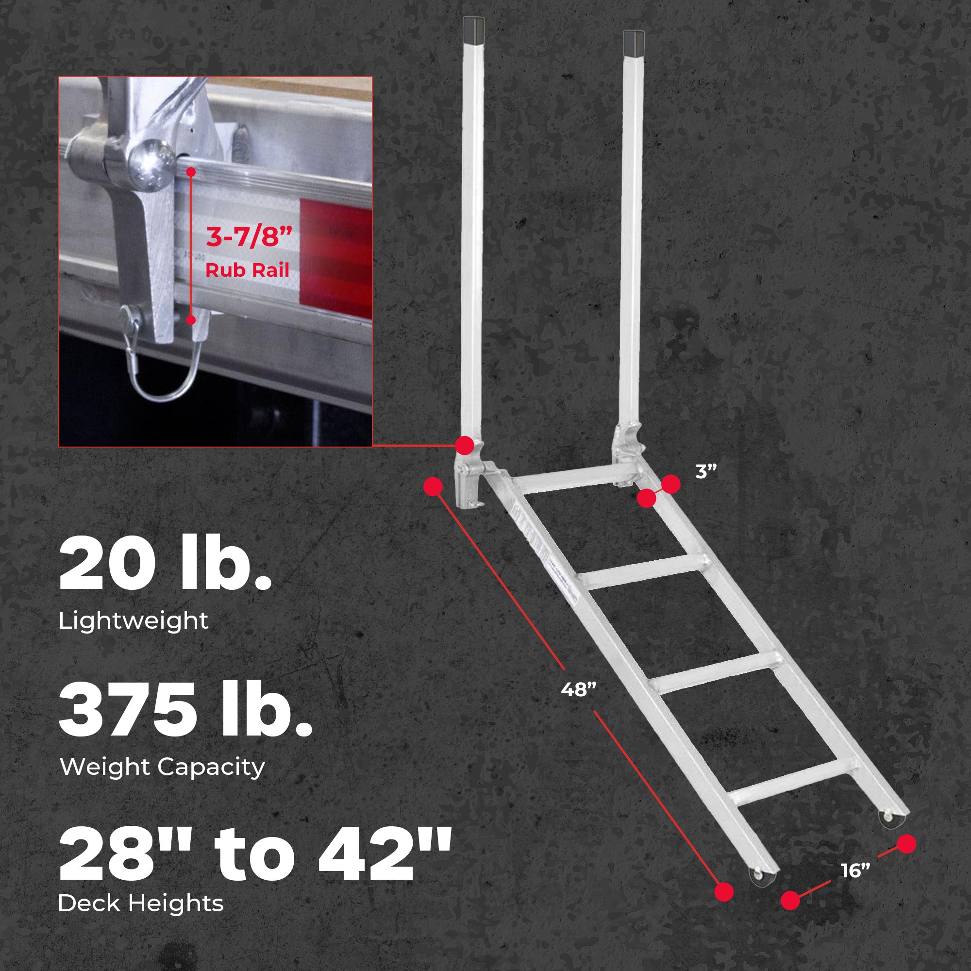 HD Ramps EZ Deck Step 48" Step Ladder for Trailer, 28" to 42" Deck Height - VMInnovations