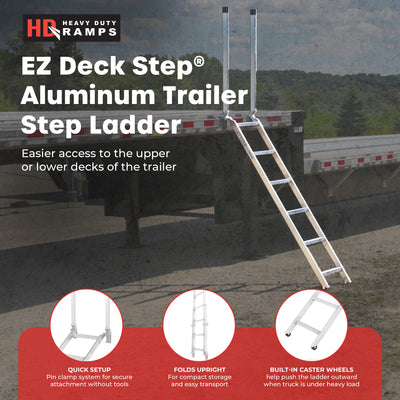 HD Ramps EZ Deck Step 72" Step Ladder for Trailer, 36" to 66" Deck Height - VMInnovations