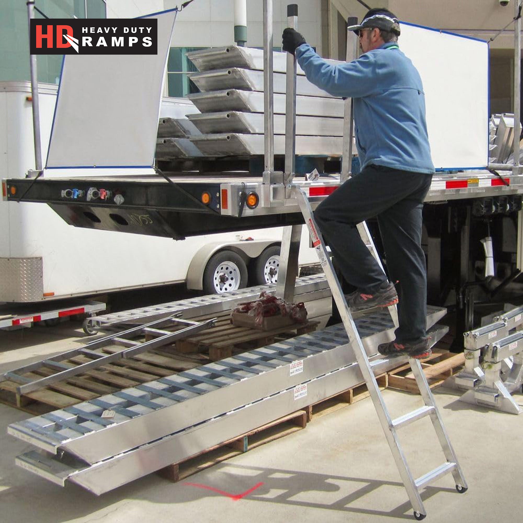 HD Ramps EZ Deck Step 72" Step Ladder for Trailer, 36" to 66" Deck Height - VMInnovations