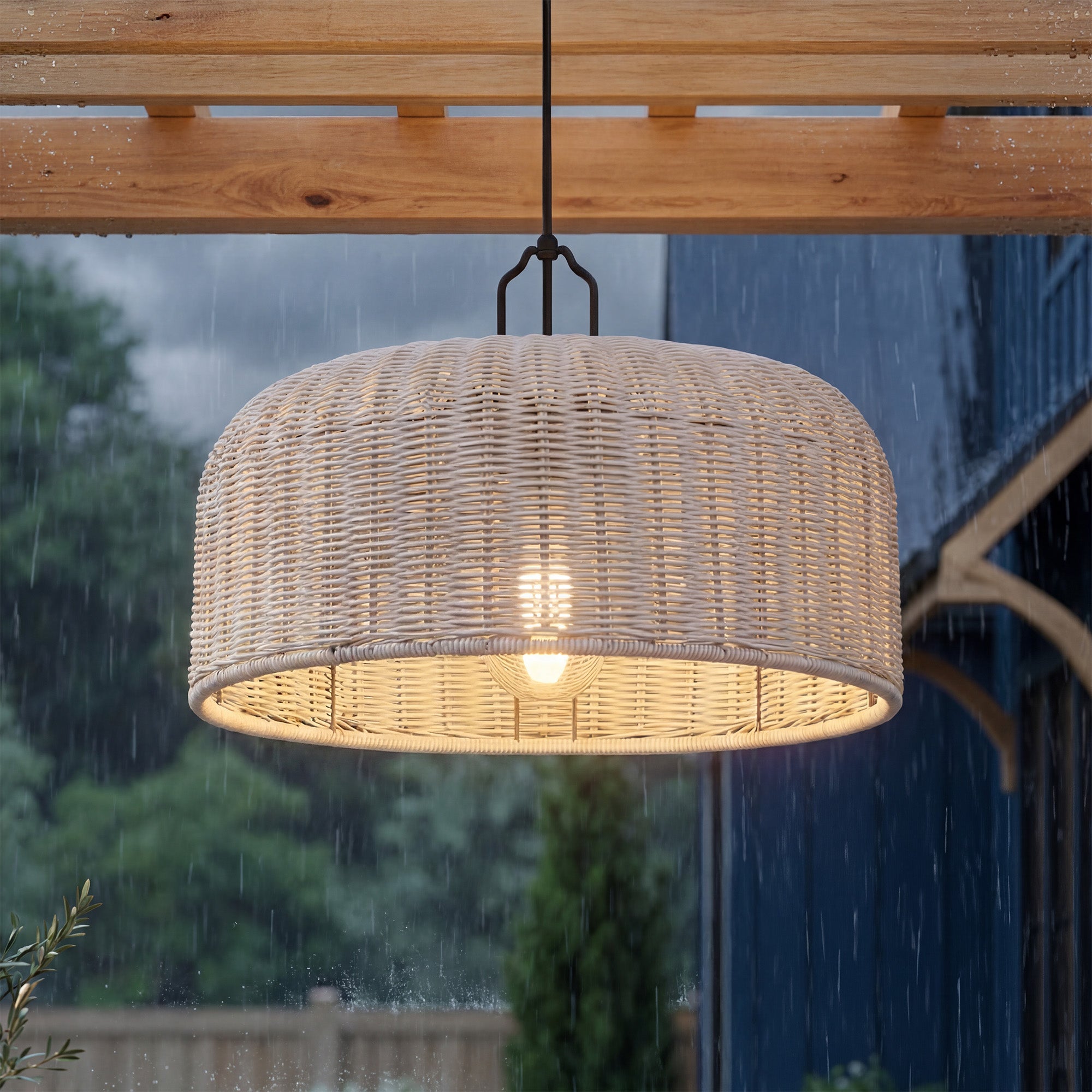Mule Outdoor Pendant Light, Plug-In or Hardwired Hanging Light, Matte Black