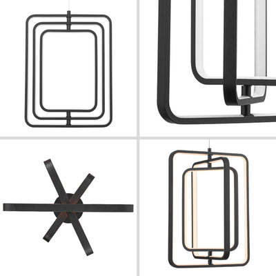 Portage Bay Contemporary Geometric LED Medium Hanging Pendant Light, Matte Black - VMInnovations
