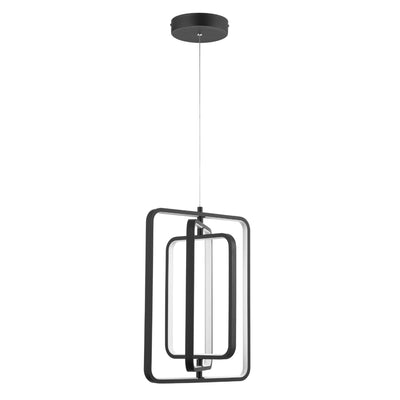 Portage Bay Contemporary Geometric LED Medium Hanging Pendant Light, Matte Black - VMInnovations