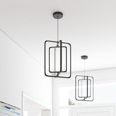 Portage Bay Contemporary Geometric LED Medium Hanging Pendant Light, Matte Black - VMInnovations