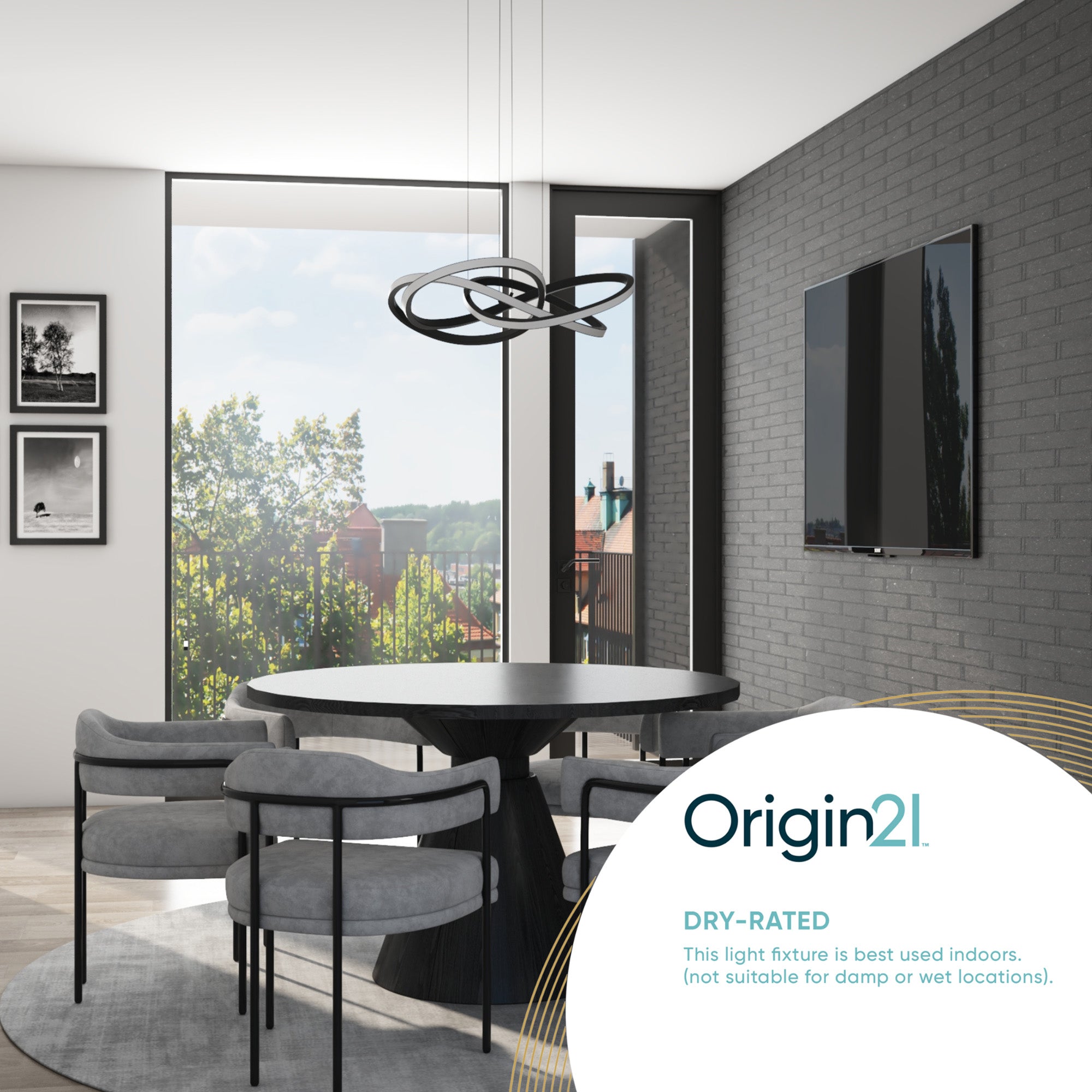 Portage Bay Contemporary Geometric LED Large Hanging Pendant Light, Matte Black - VMInnovations