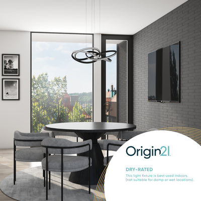 Portage Bay Contemporary Geometric LED Large Hanging Pendant Light, Matte Black - VMInnovations