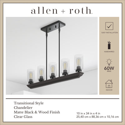 Portage Bay 5-Light Transitional Chandelier, Indoor Ceiling Light, Matte Black