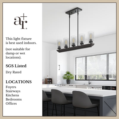 Portage Bay 5-Light Transitional Chandelier, Indoor Ceiling Light, Matte Black