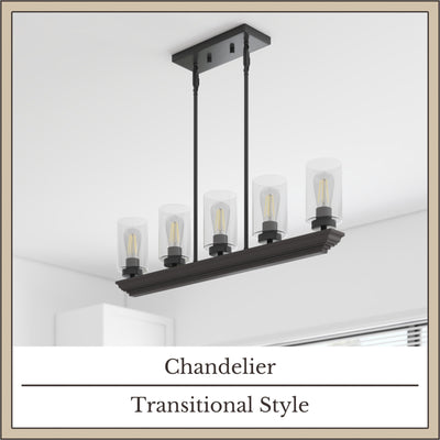 Portage Bay 5-Light Transitional Chandelier, Indoor Ceiling Light, Matte Black