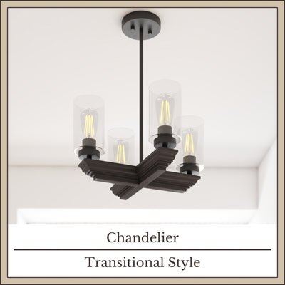 Portage Bay 4-Light Transitional Chandelier, Indoor Ceiling Light, Matte Black