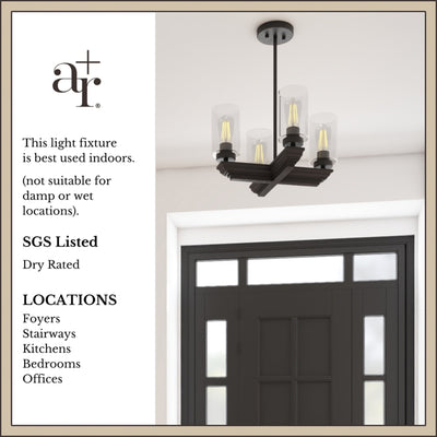 Portage Bay 4-Light Transitional Chandelier, Indoor Ceiling Light, Matte Black