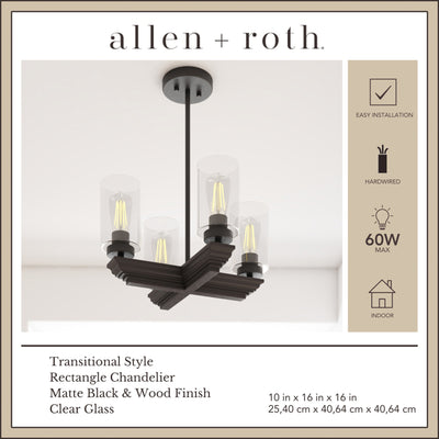 Portage Bay 4-Light Transitional Chandelier, Indoor Ceiling Light, Matte Black