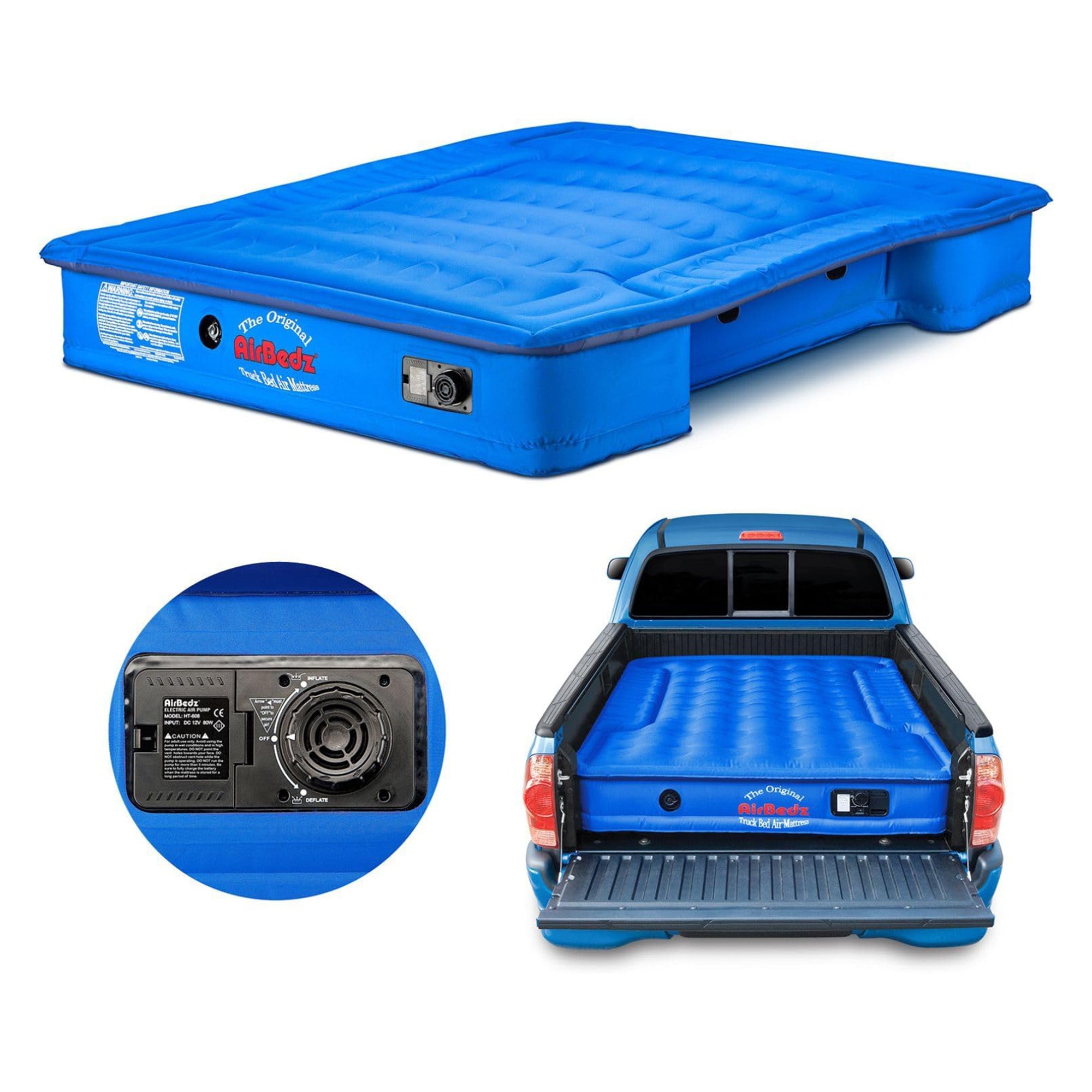 Pittman Outdoors Truck Bed Air Mattress with Pump for Long Truck Beds, 8', Blue