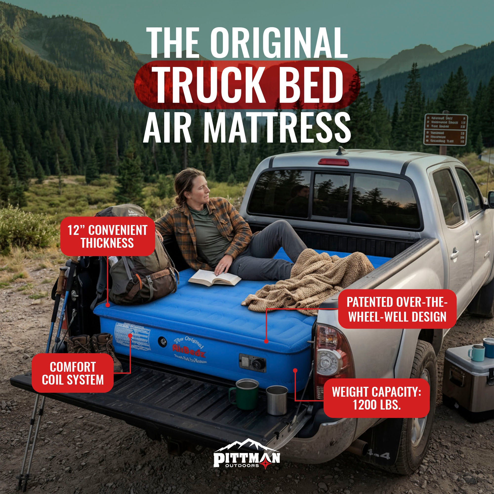 Pittman Outdoors Truck Bed Air Mattress W Pump for Standard Truck Beds(Open Box)
