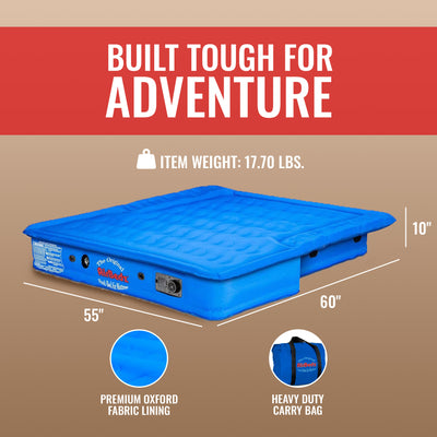 Pittman Outdoors Truck Bed Air Mattress with Pump for Short Truck Beds, 5', Blue - VMInnovations