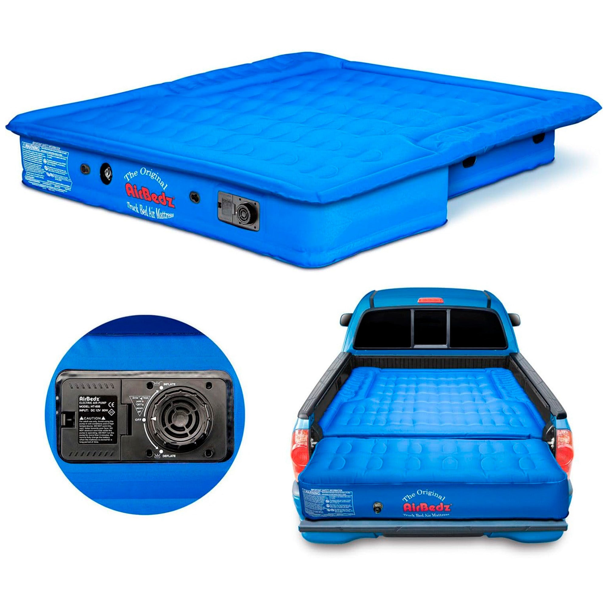 Pittman Outdoors Truck Bed Air Mattress with Pump for Short Truck Beds, 5', Blue