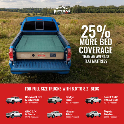 Pittman Outdoors Truck Bed Air Mattress w Pump for Long Truck Beds, (Open Box)