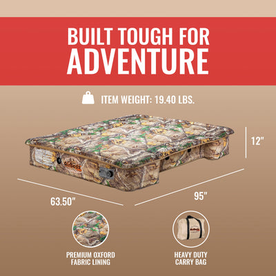 Pittman Outdoors Truck Bed Air Mattress with Pump for Long Truck Beds, 8', Camo