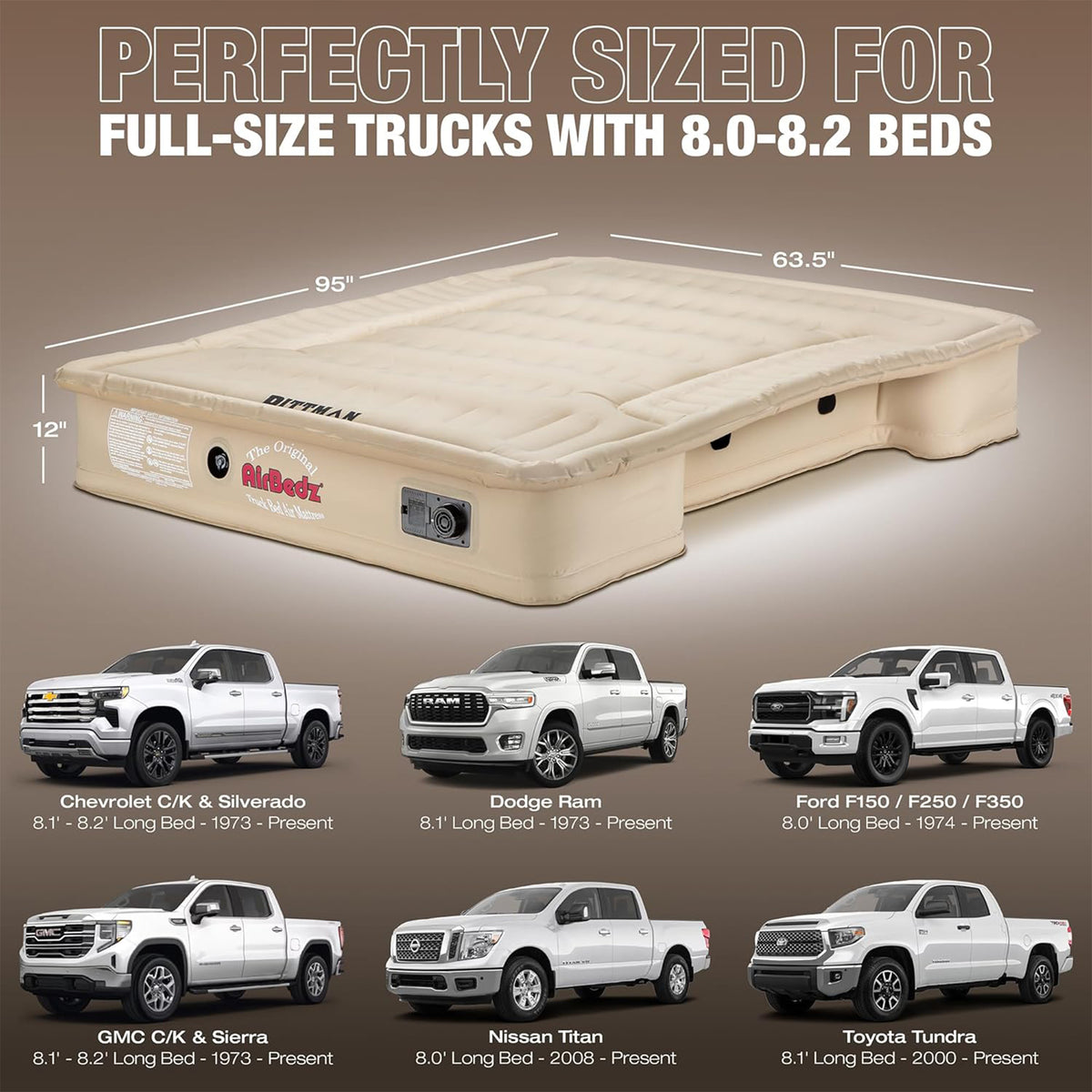 Pittman Outdoors Truck Bed Air Mattress with Pump for Long Truck Beds (Open Box) - VMInnovations